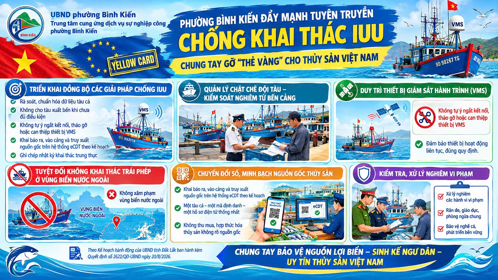 🐟 PHƯỜNG BÌNH KIẾN ĐẨY MẠNH TUYÊN TRUYỀN CHỐNG KHAI THÁC IUU – CHUNG TAY GỠ “THẺ VÀNG” CHO THỦY SẢN VIỆT NAM