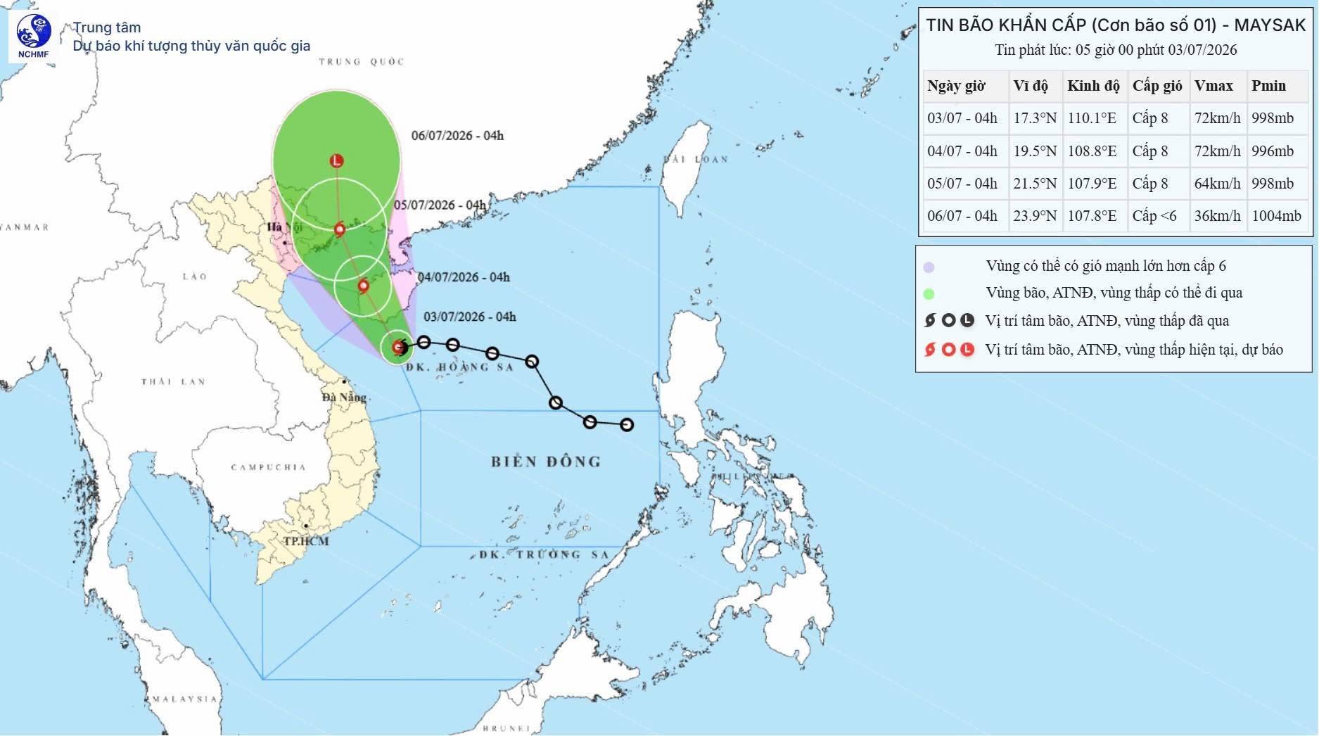 CƠN BÃO SỐ 01 NĂM 2026, CÓ TÊN QUỐC TẾ LÀ MAYSAK