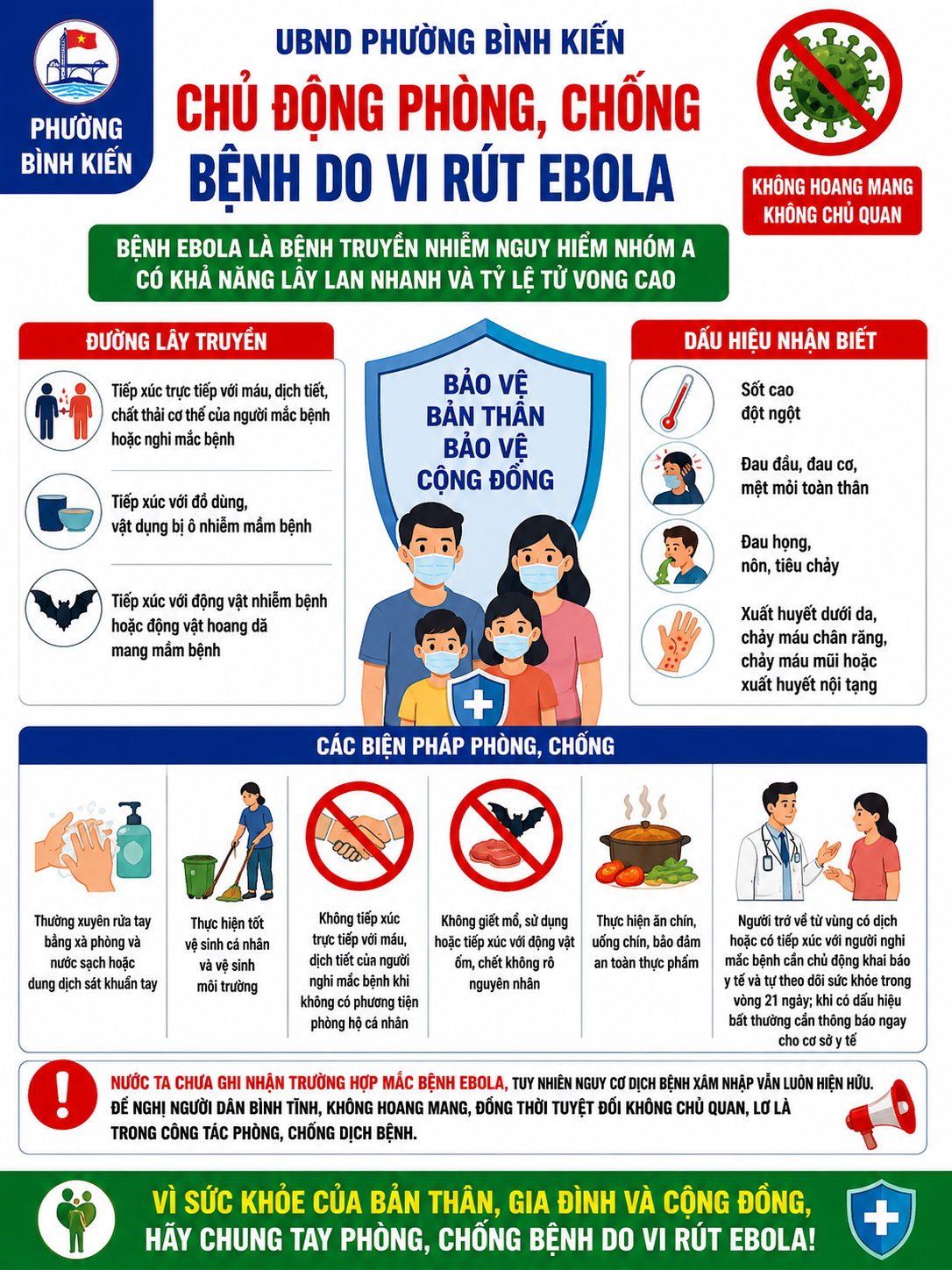 📢 PHƯỜNG BÌNH KIẾN CHỦ ĐỘNG PHÒNG, CHỐNG BỆNH DO VI RÚT EBOLA