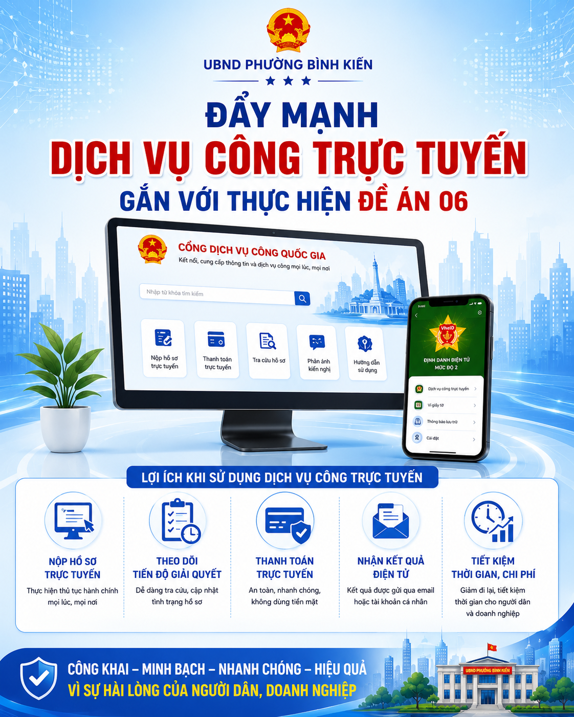 ĐẨY MẠNH DỊCH VỤ CÔNG TRỰC TUYẾN GẮN VỚI THỰC HIỆN ĐỀ ÁN 06
