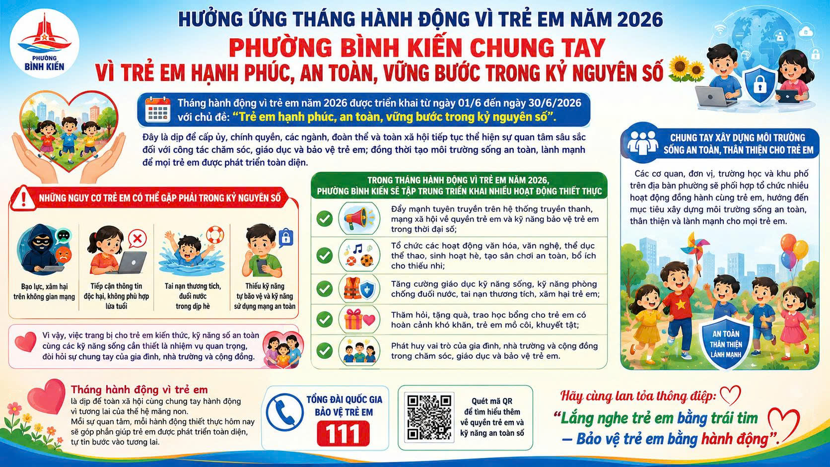 🌻🌻 HƯỞNG ỨNG THÁNG HÀNH ĐỘNG VÌ TRẺ EM NĂM 2026: PHƯỜNG BÌNH KIẾN CHUNG TAY VÌ TRẺ EM HẠNH PHÚC, AN TOÀN, VỮNG BƯỚC TRONG KỶ NGUYÊN SỐ 🌻🌻